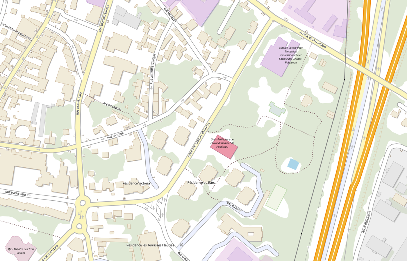 Plan IGN de situation de Point d'accueil numérique - Palaiseau (Sous-préfecture)