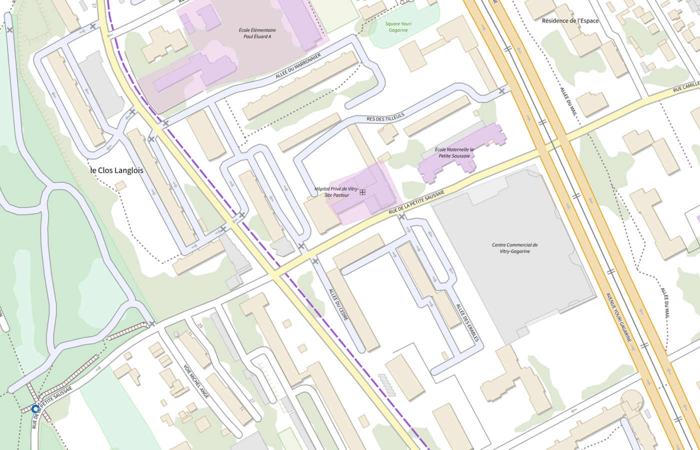 Plan IGN de situation de Hopital Prive de Vitry Site Pasteur