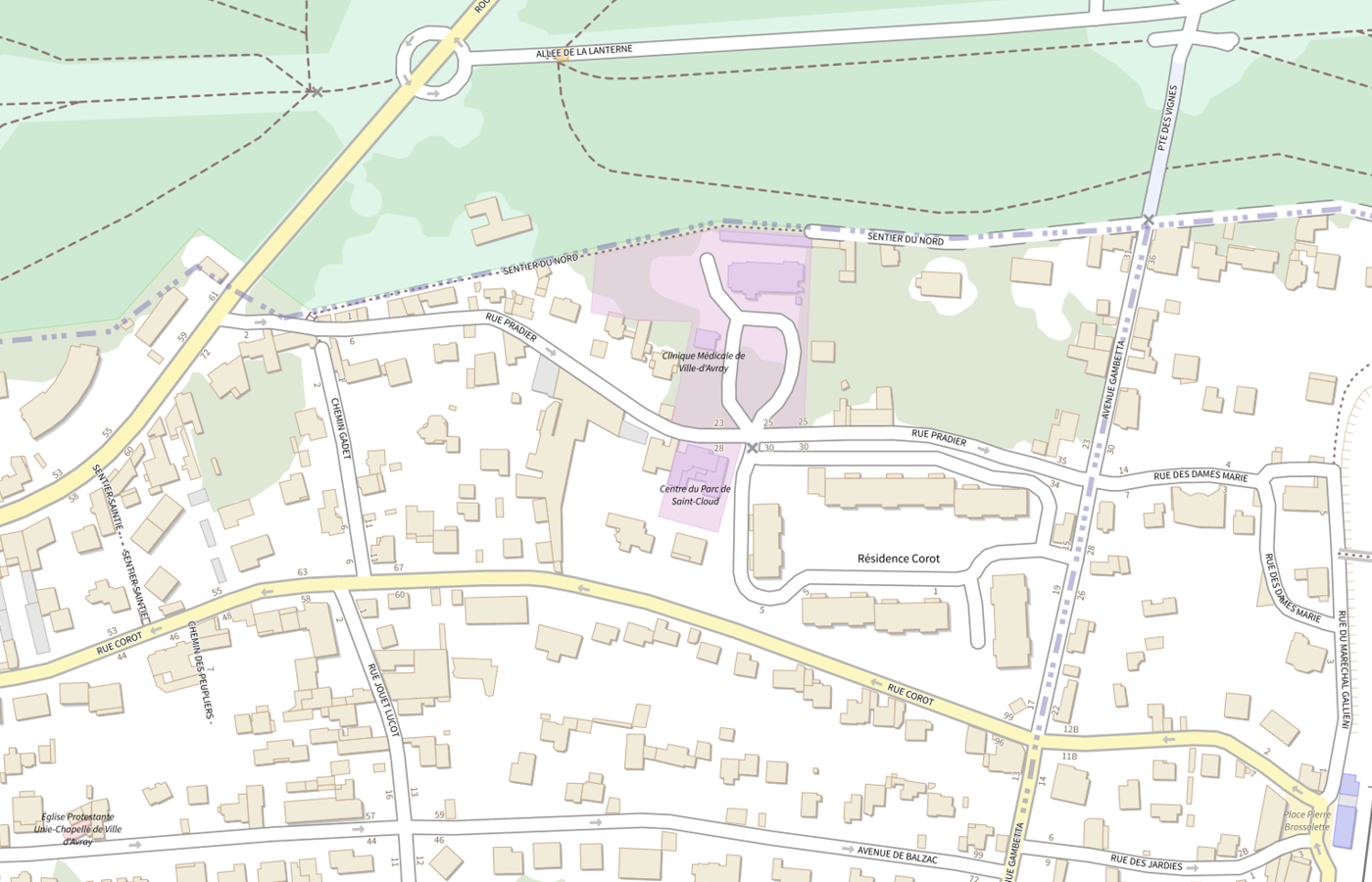 Plan IGN de situation de Centre du Parc de Saint Cloud Avray