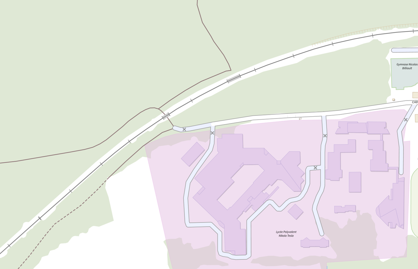 Plan IGN de situation de Lycée Nikola Tesla