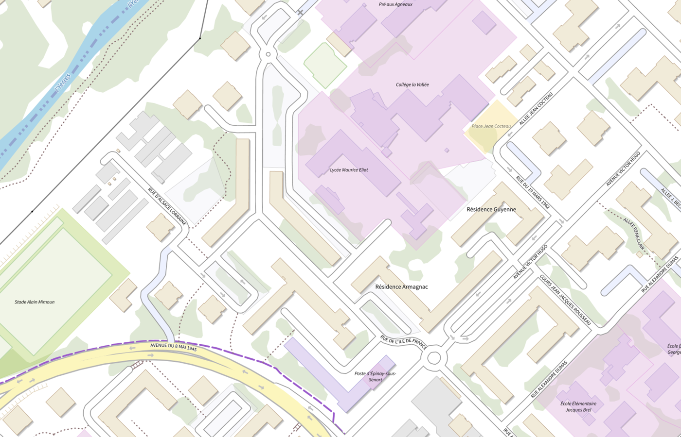 Plan IGN de situation de Lycée Maurice Eliot