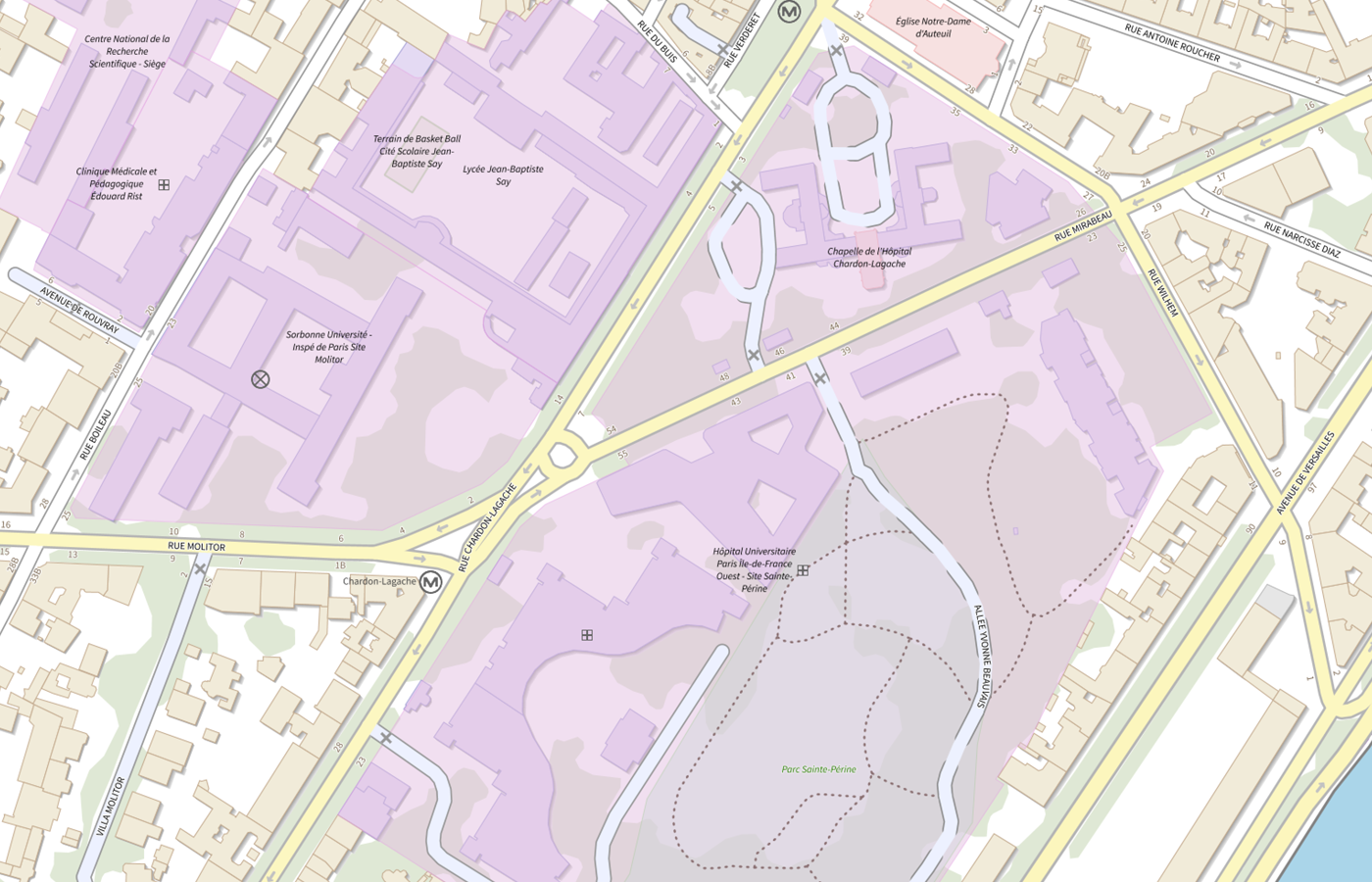Plan IGN de situation de Clinique Dentaire Ste Perine Aphp