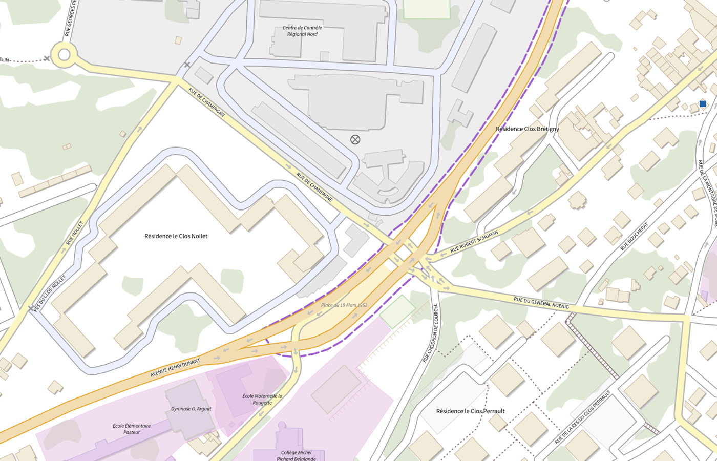 Plan IGN de situation de Centre en route de la navigation aérienne (CRNA) - Nord