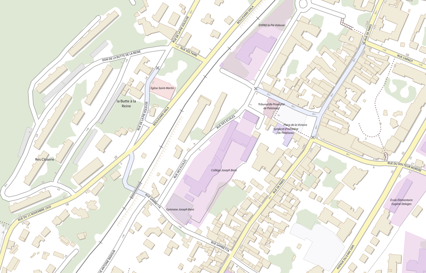 Plan IGN de situation de Collège Joseph Bara