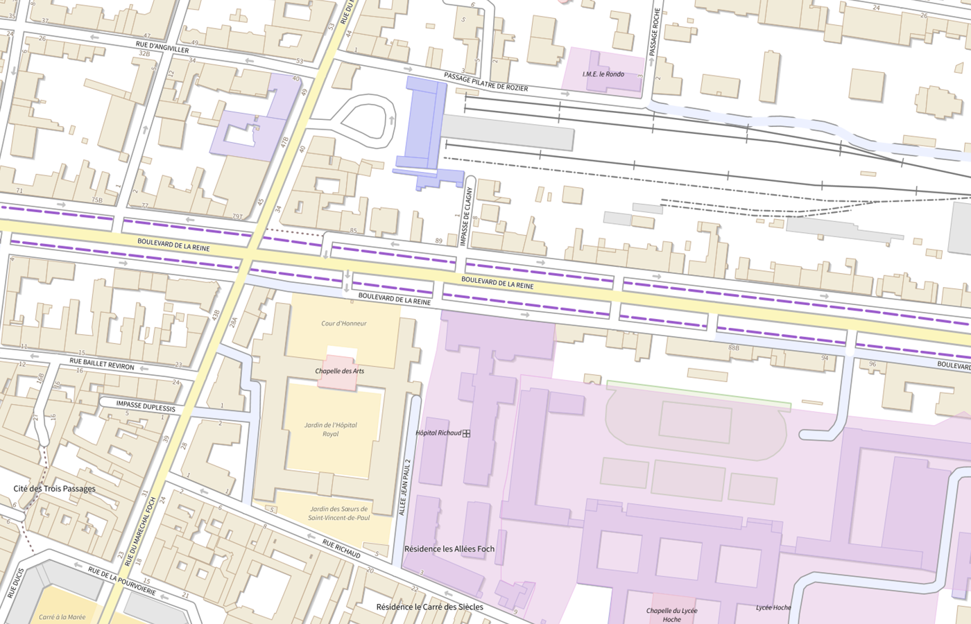 Plan IGN de situation de CH de Versailles Site Richaud