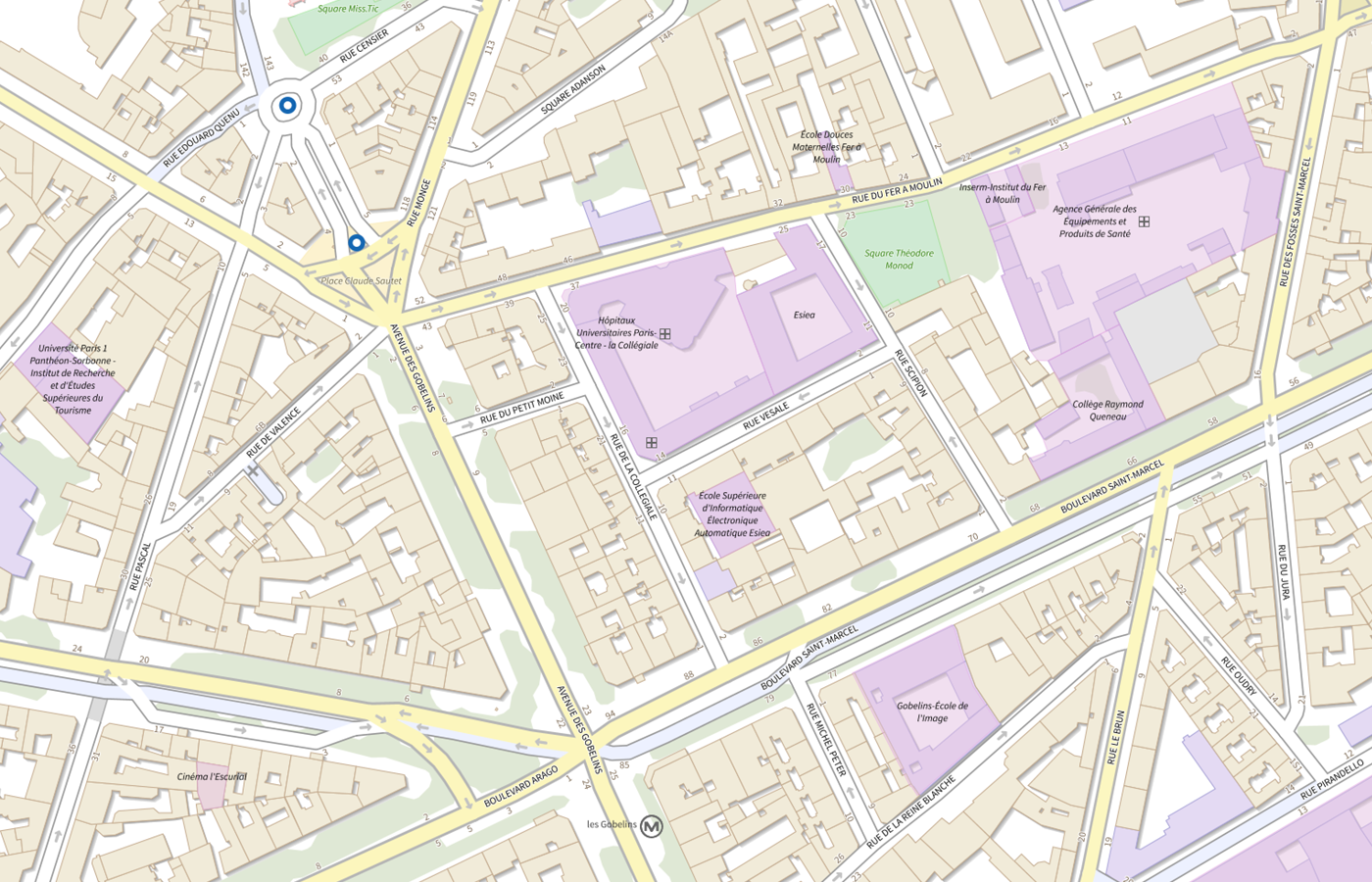Plan IGN de situation de Hospitalisation a Domicile Aphp Paris