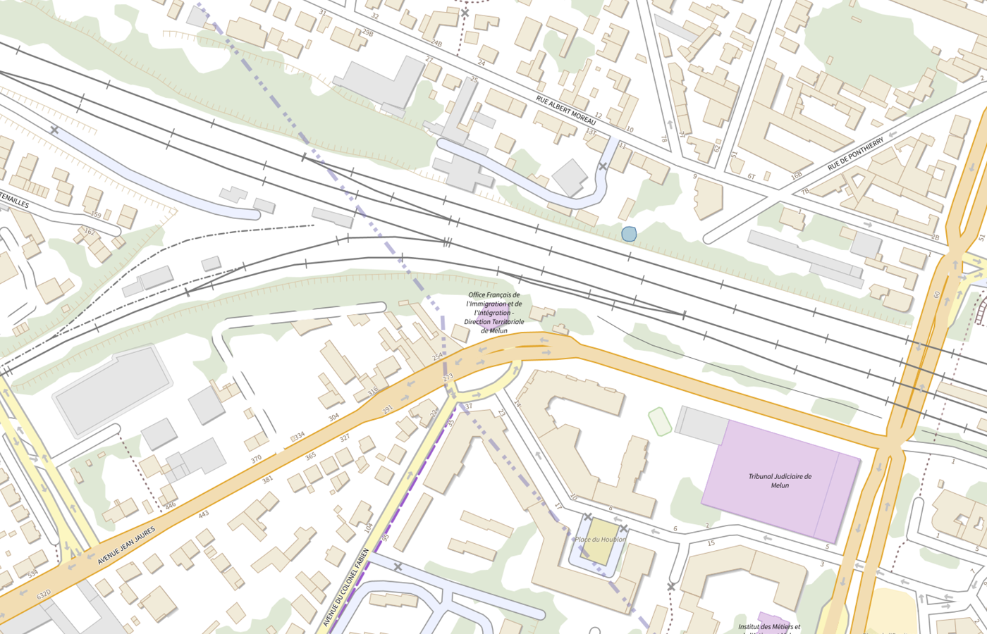 Plan IGN de situation de Office français de l'immigration et de l'intégration (OFII) - Direction territoriale de Melun (dép. 77)