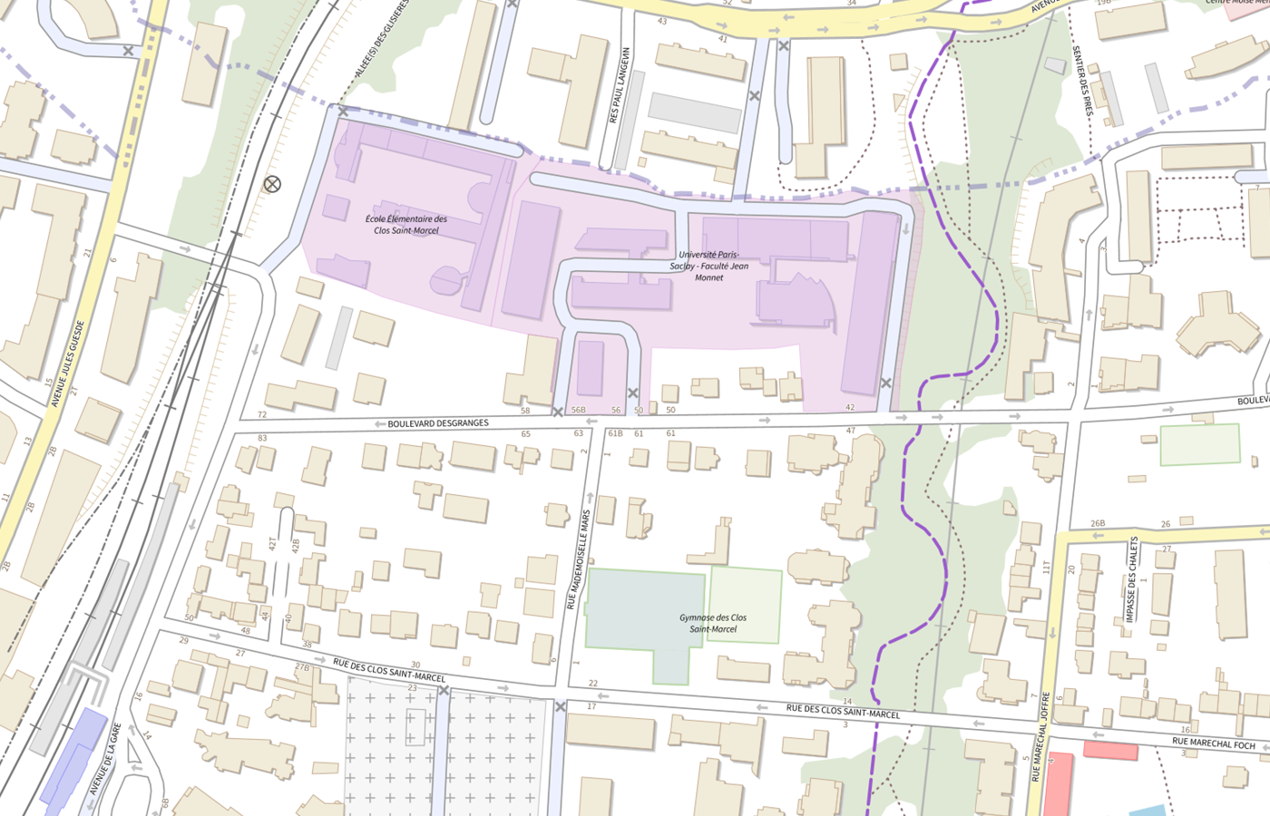 Plan IGN de situation de Bureau d'information et d'orientation (BIO) - Université Paris-Saclay - Sceaux