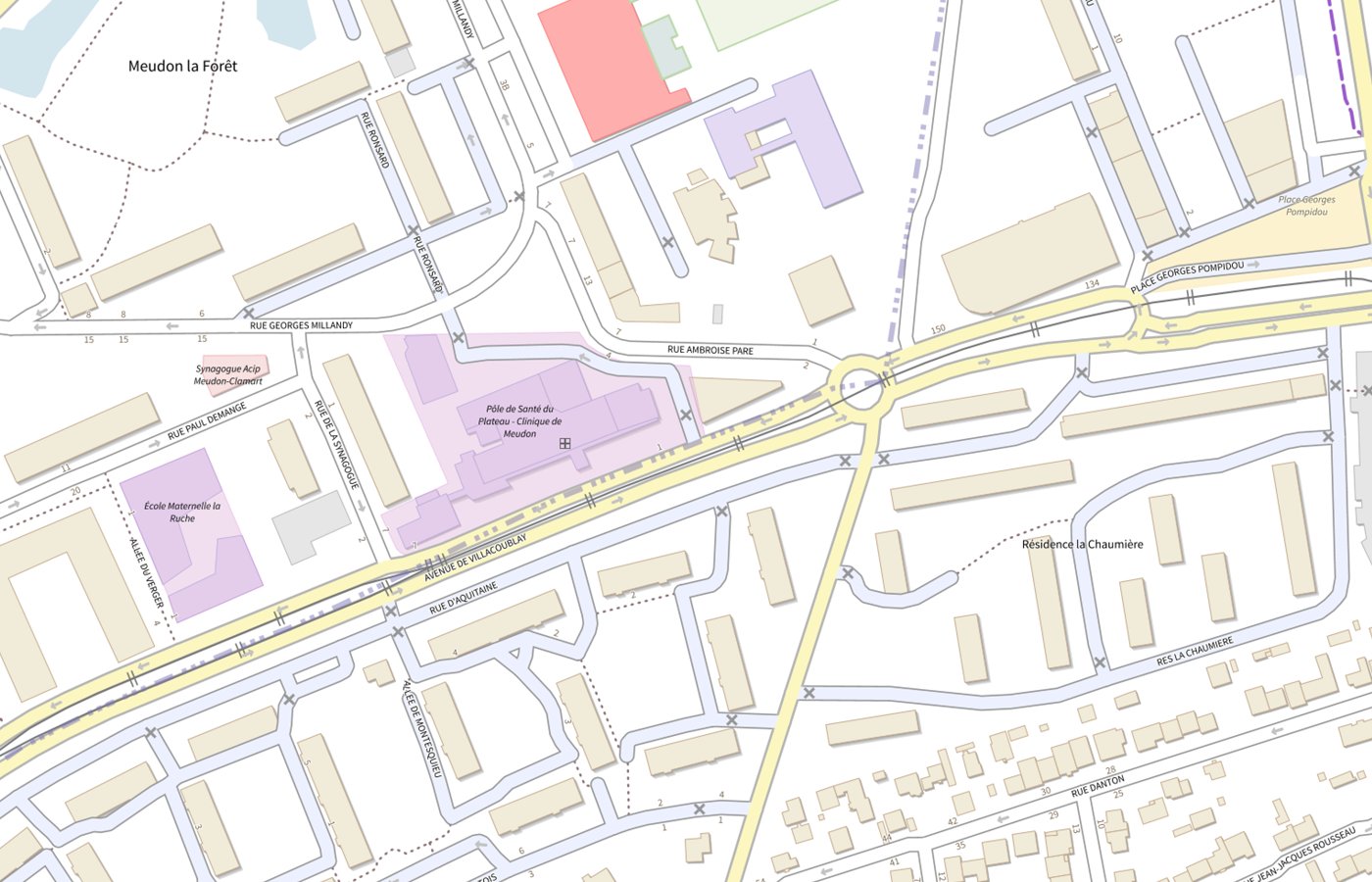 Plan IGN de situation de Clinique de Meudon la Foret