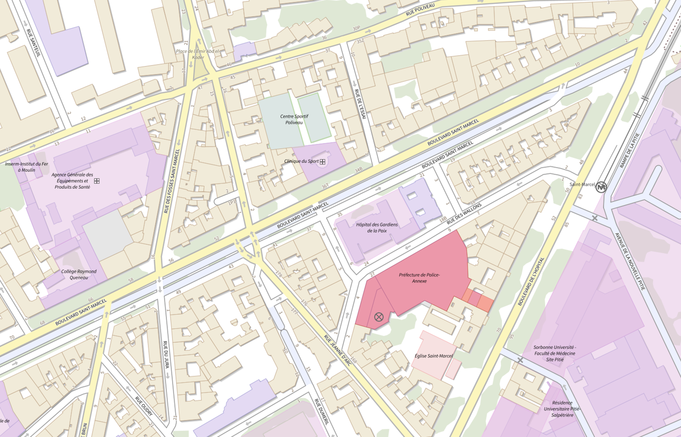 Plan IGN de situation de Hopital des Gardiens de la Paix