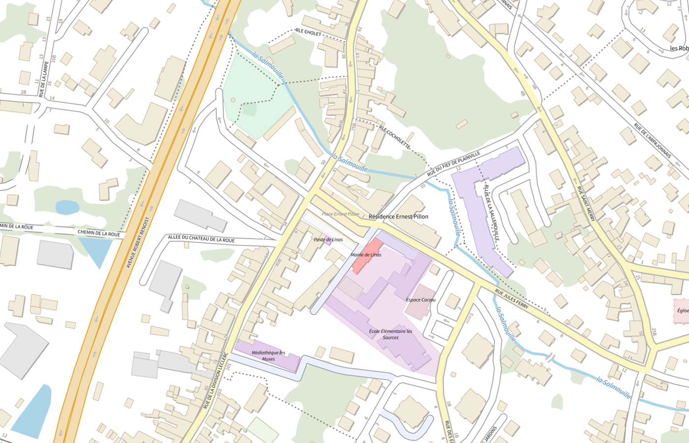 Plan IGN de situation de Mairie - Linas