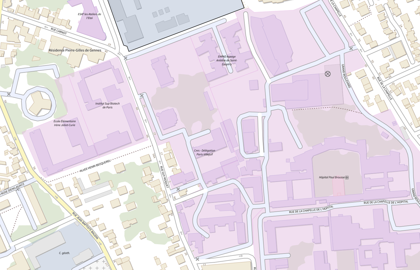 Plan IGN de situation de Centre national de la recherche scientifique (CNRS) - Délégation Île-de-France Villejuif