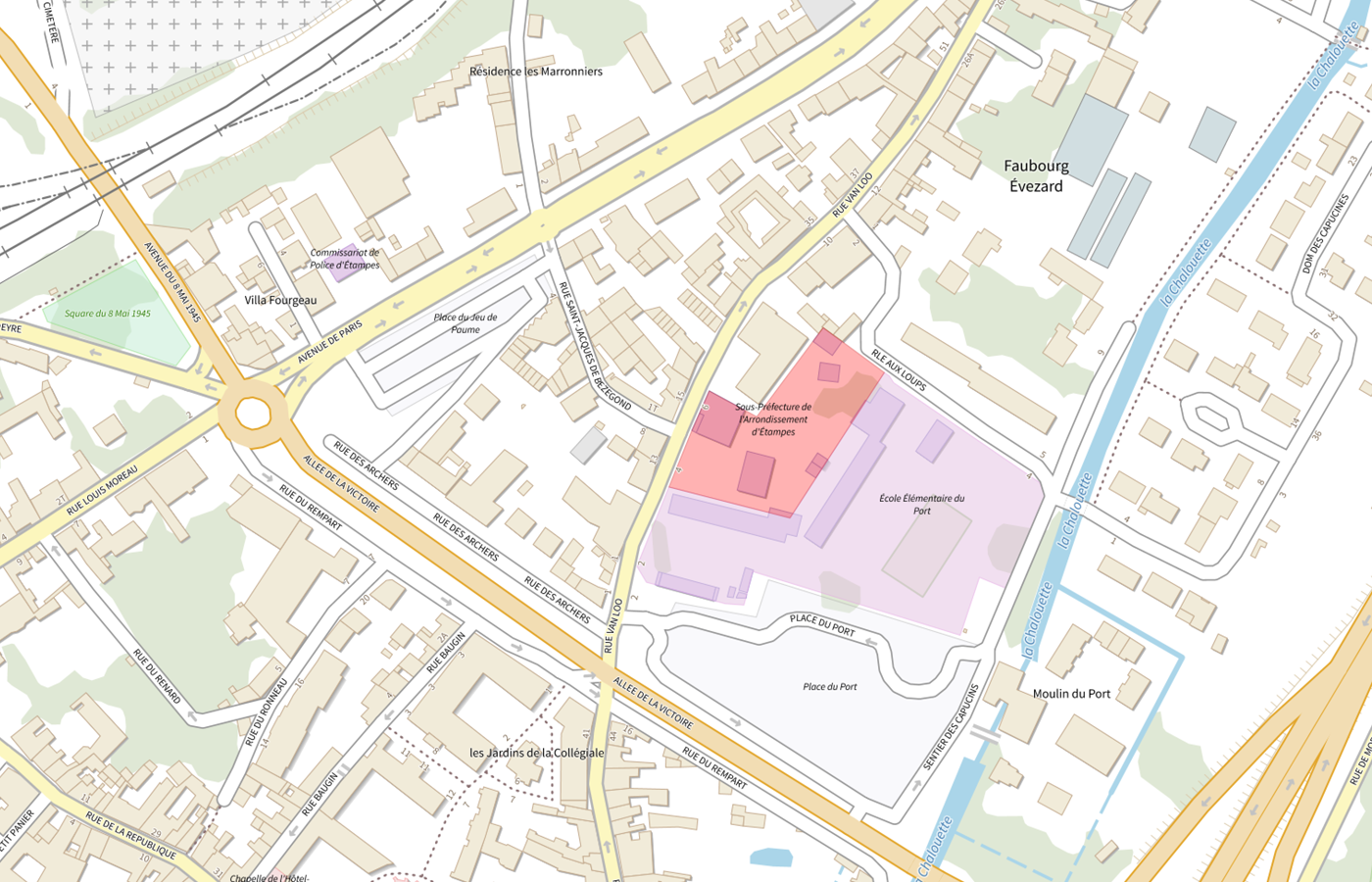 Plan IGN de situation de Greffe des associations - Essonne (Étampes)