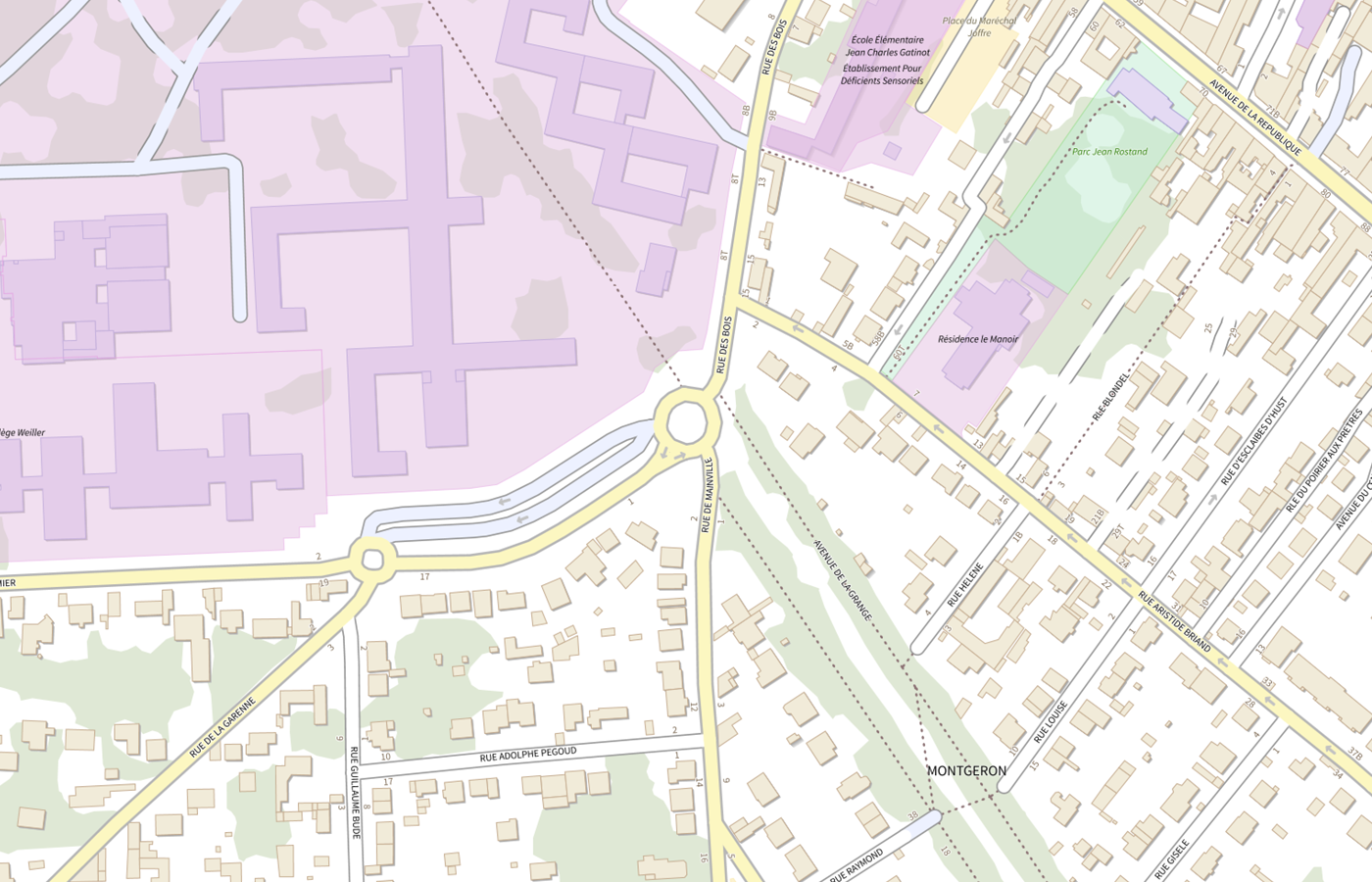 Plan IGN de situation de Lycée Rosa Parks