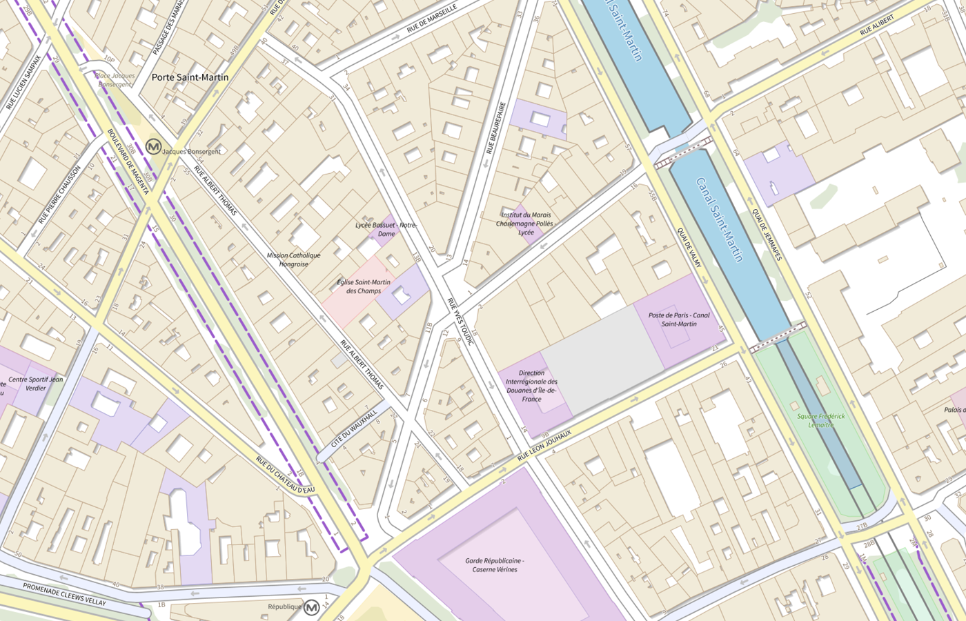Plan IGN de situation de Direction régionale des douanes - Paris
