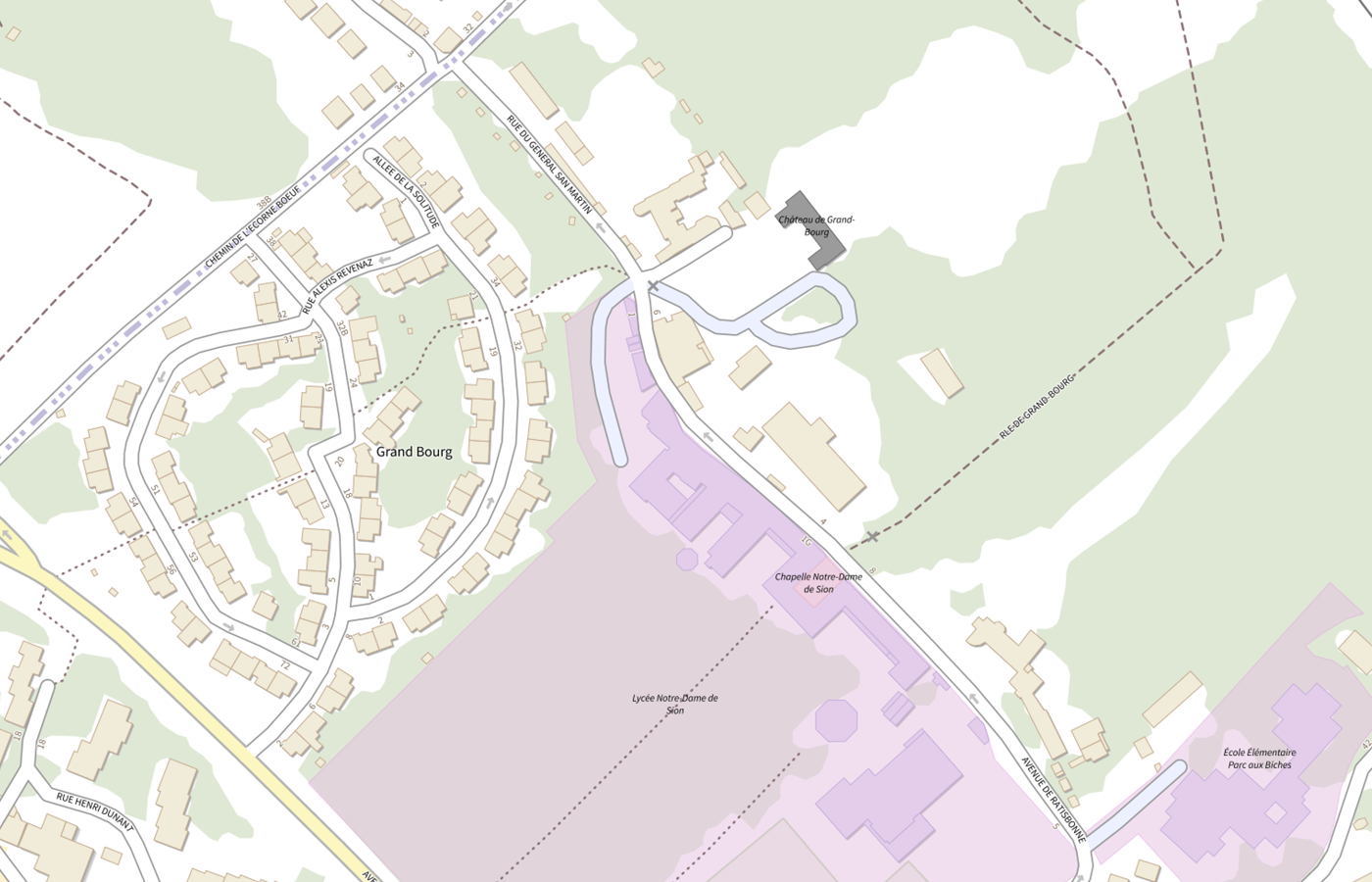 Plan IGN de situation de Lycée polyvalent Notre-Dame de Sion