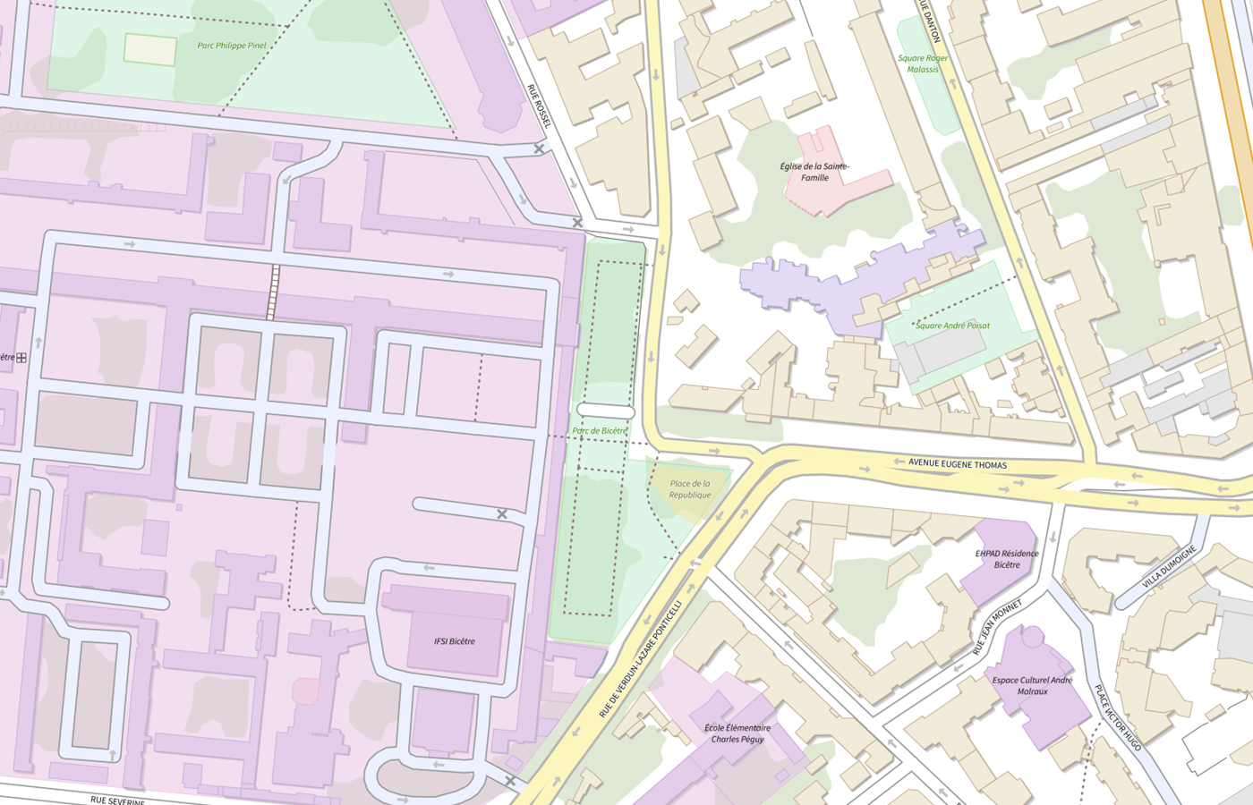 Plan IGN de situation de Centre de Crise CHU Bicetre