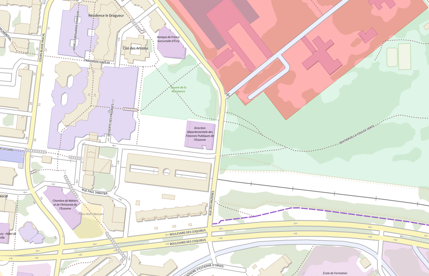 Plan IGN de situation de Direction départementale des finances publiques (DDFIP) - Essonne