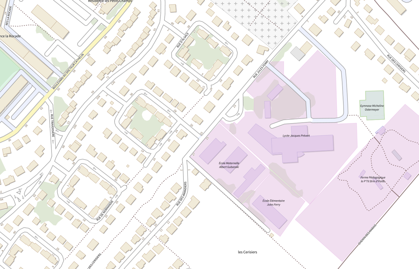 Plan IGN de situation de Lycée Jacques Prévert