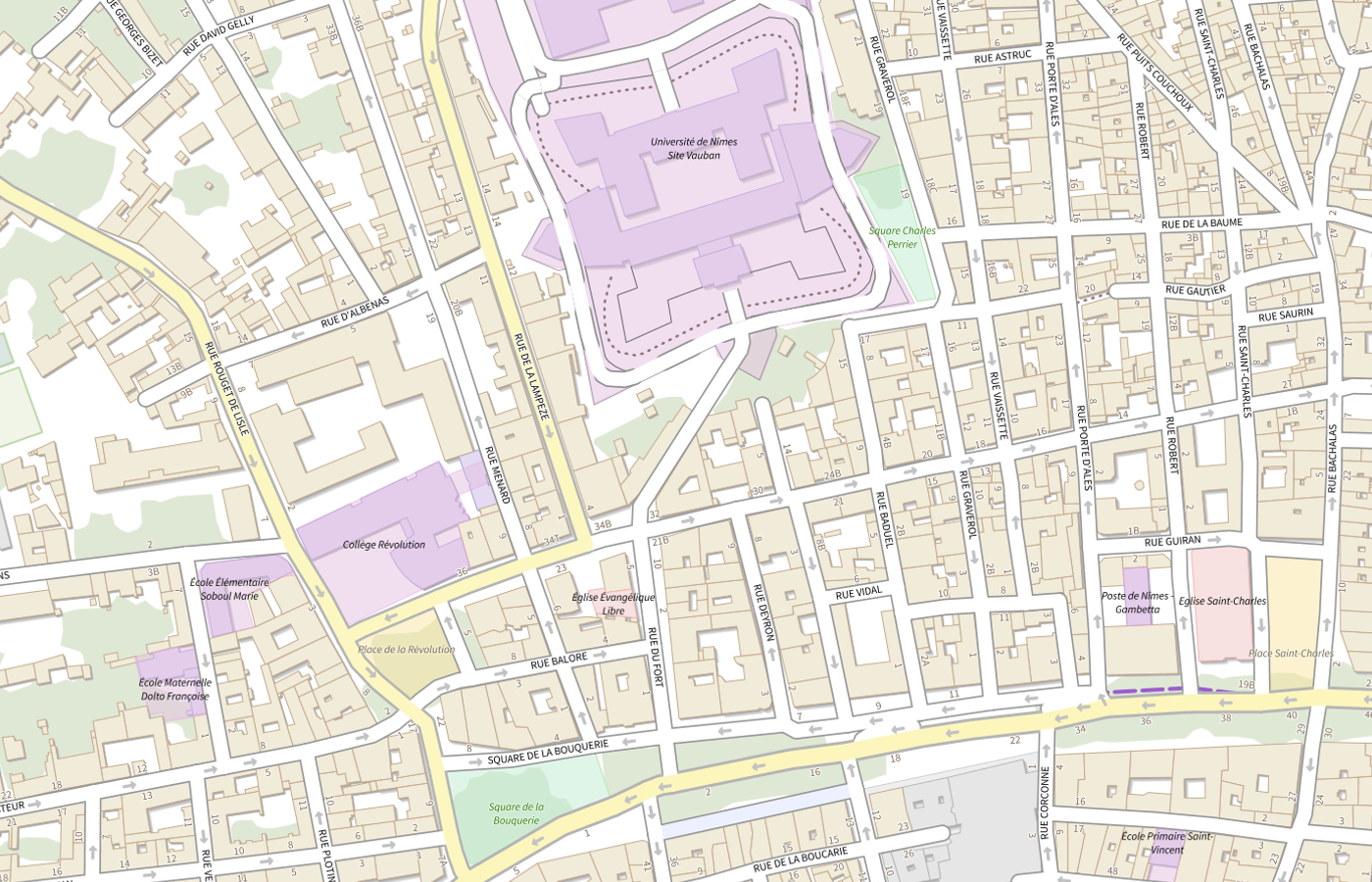 Plan IGN de situation de Bureau d'information et d'orientation (BIO) - Université de Nîmes - Nîmes