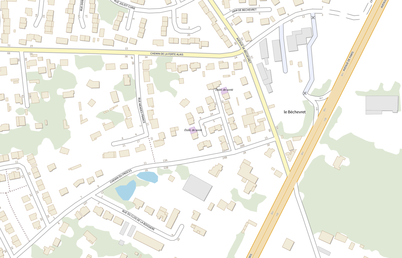 Plan IGN de situation de Les Petites Maisons Specialisees