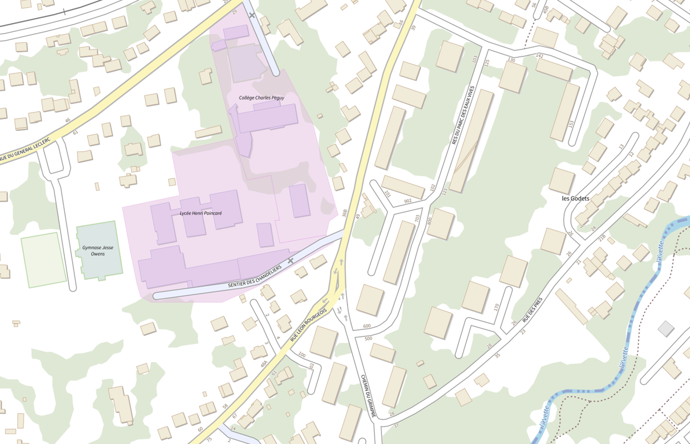 Plan IGN de situation de Lycée Henri Poincaré