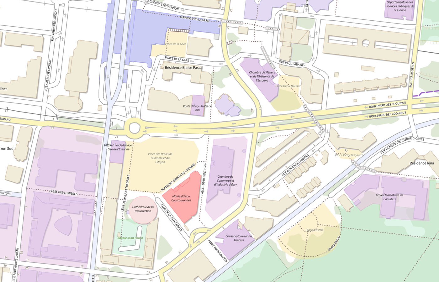 Plan IGN de situation de Chambre de commerce et d'industrie (CCI) 91 - Essonne - Siège d'Evry