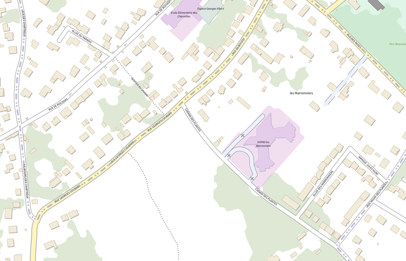 Plan IGN de situation de EHPAD les Marronniers