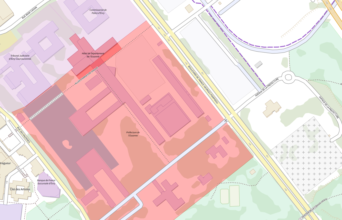 Plan IGN de situation de Point d'accueil numérique - Evry (Préfecture)