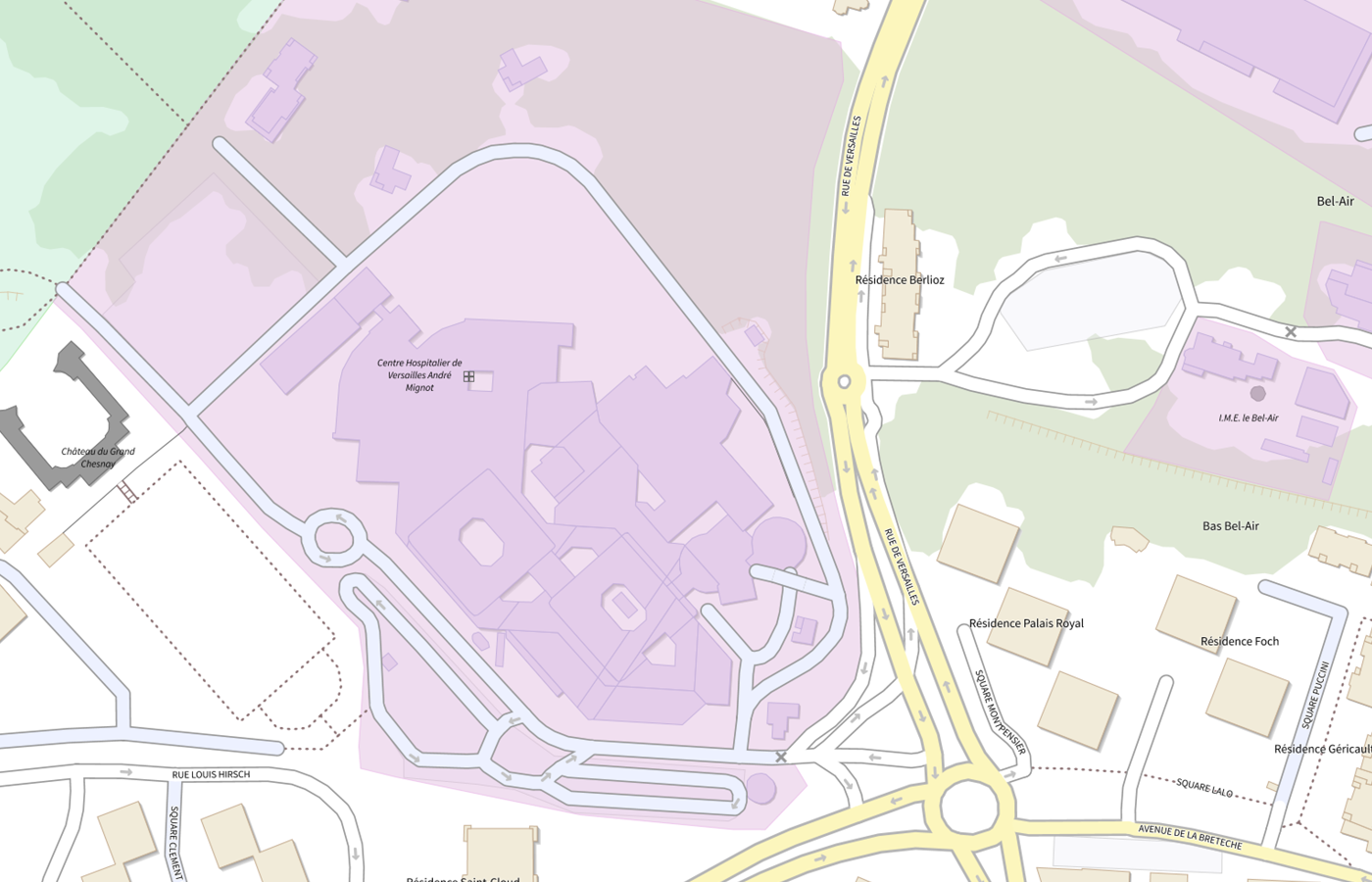 Plan IGN de situation de CH de Versailles Site Andre Mignot