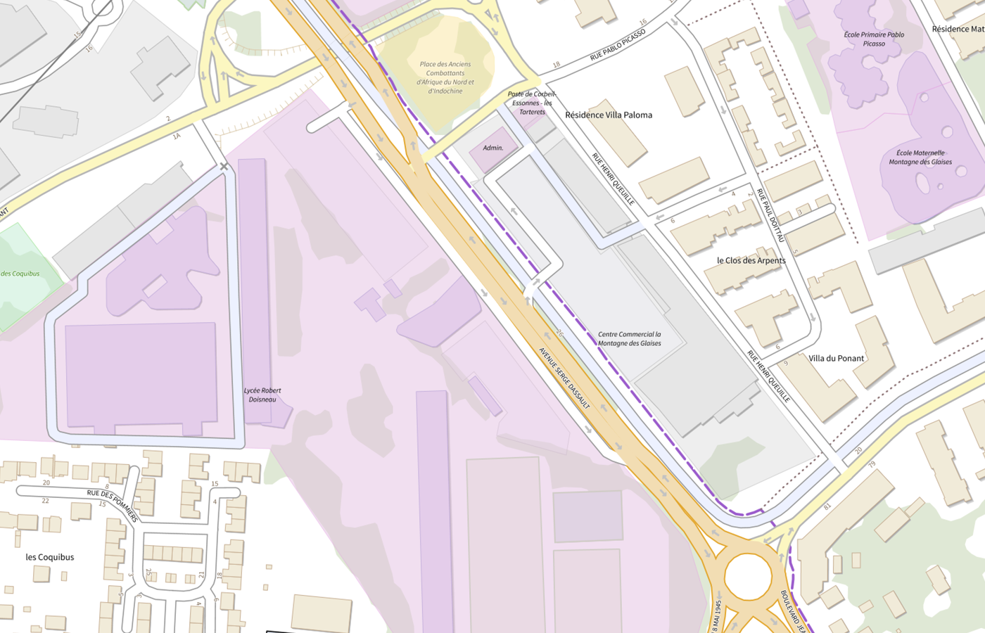 Plan IGN de situation de Lycée Robert Doisneau