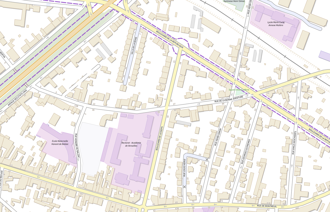 Plan IGN de situation de Rectorat - Académie de Versailles