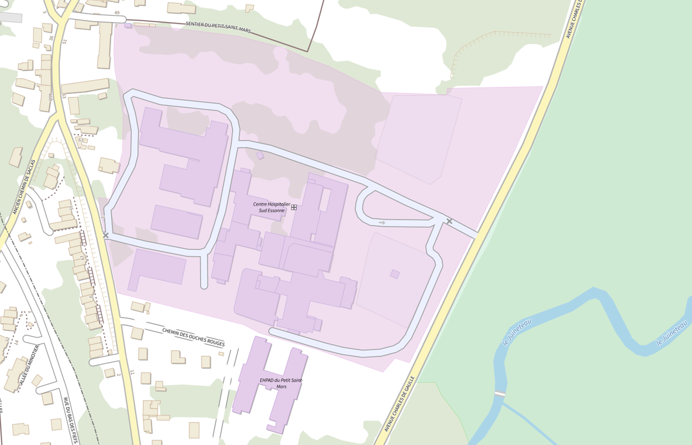 Plan IGN de situation de CH Dourdan Etampes Site Etampes