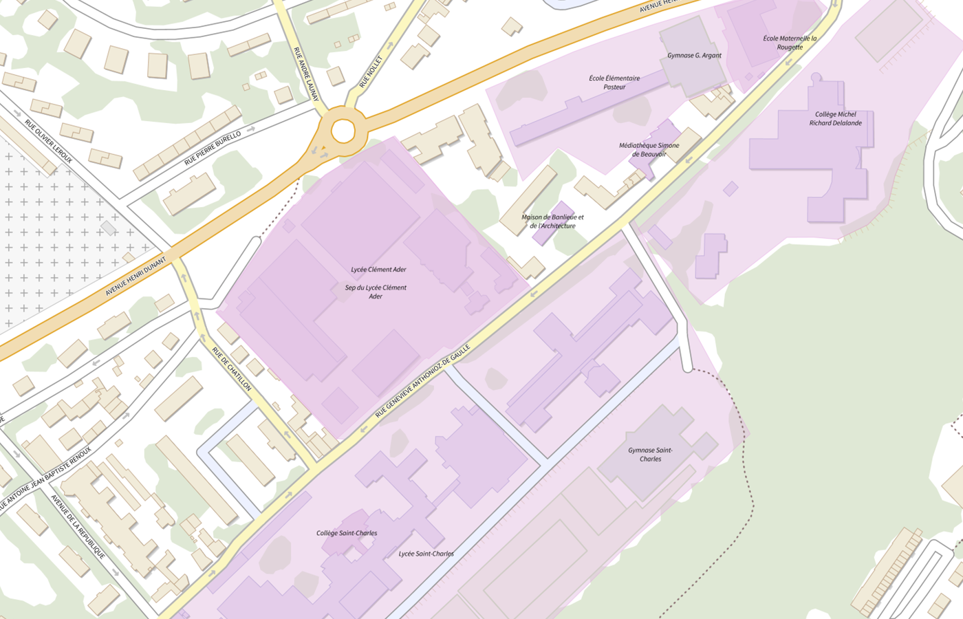 Plan IGN de situation de Lycée Clément Ader