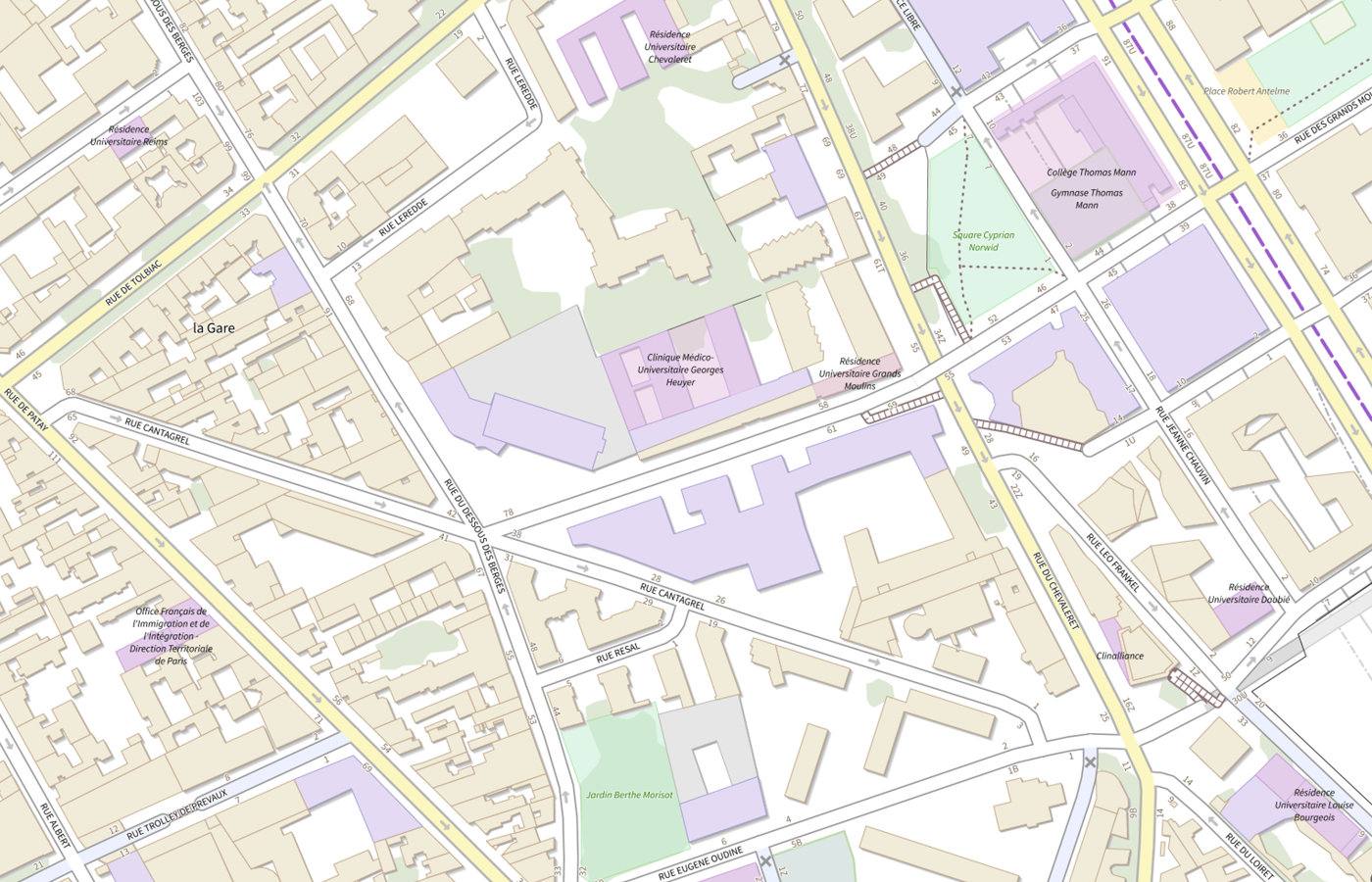 Plan IGN de situation de Clinique Fsef Paris 13