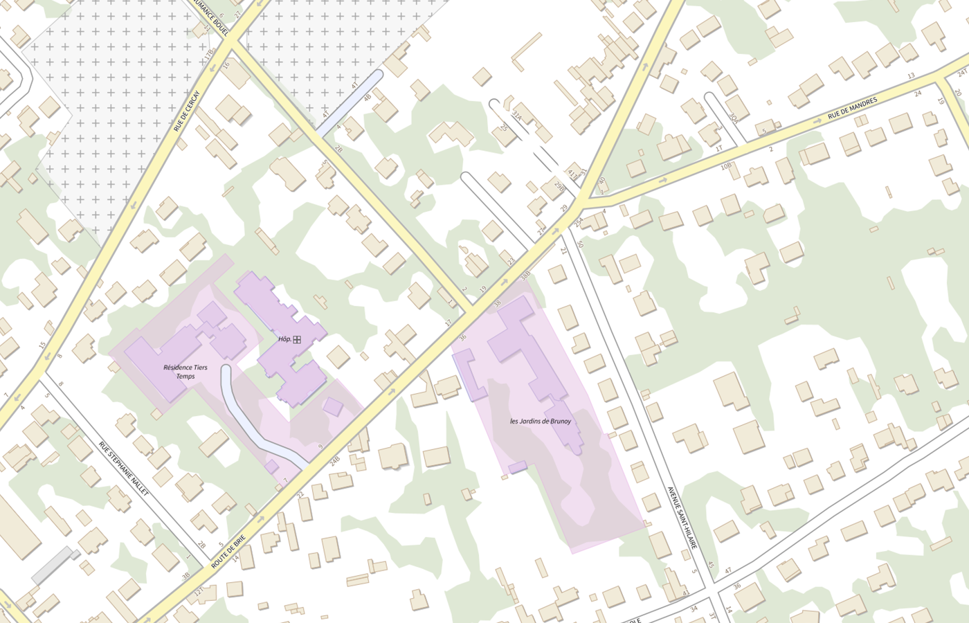Plan IGN de situation de Clinique Medicale Jardins de Brunoy