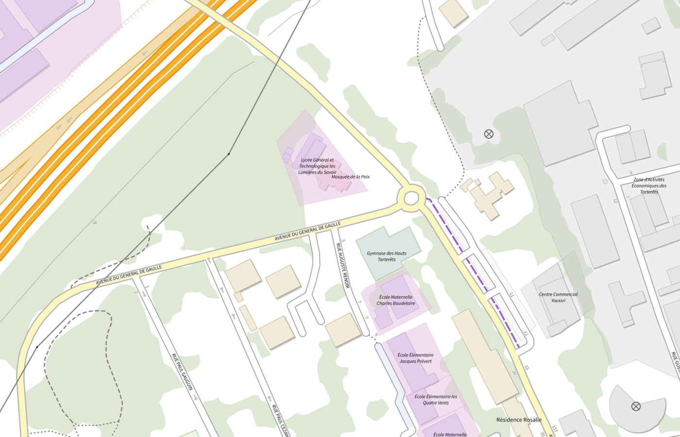 Plan IGN de situation de Lycée Général et Technologique La Lumière du Savoir