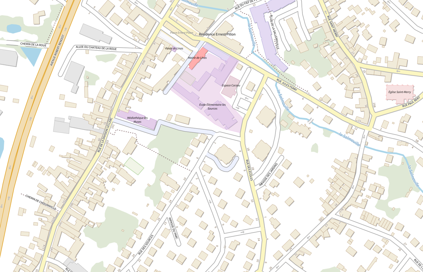 Plan IGN de situation de Ecole maternelle Les Sources