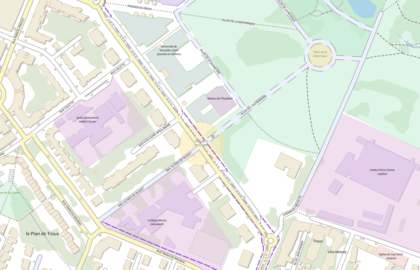 Plan IGN de situation de Bureau d'information et d'orientation (BIO) - Université Versailles Saint-Quentin-en-Yvelines (UVSQ) - Campus Saint-Quentin-en-Yvelines