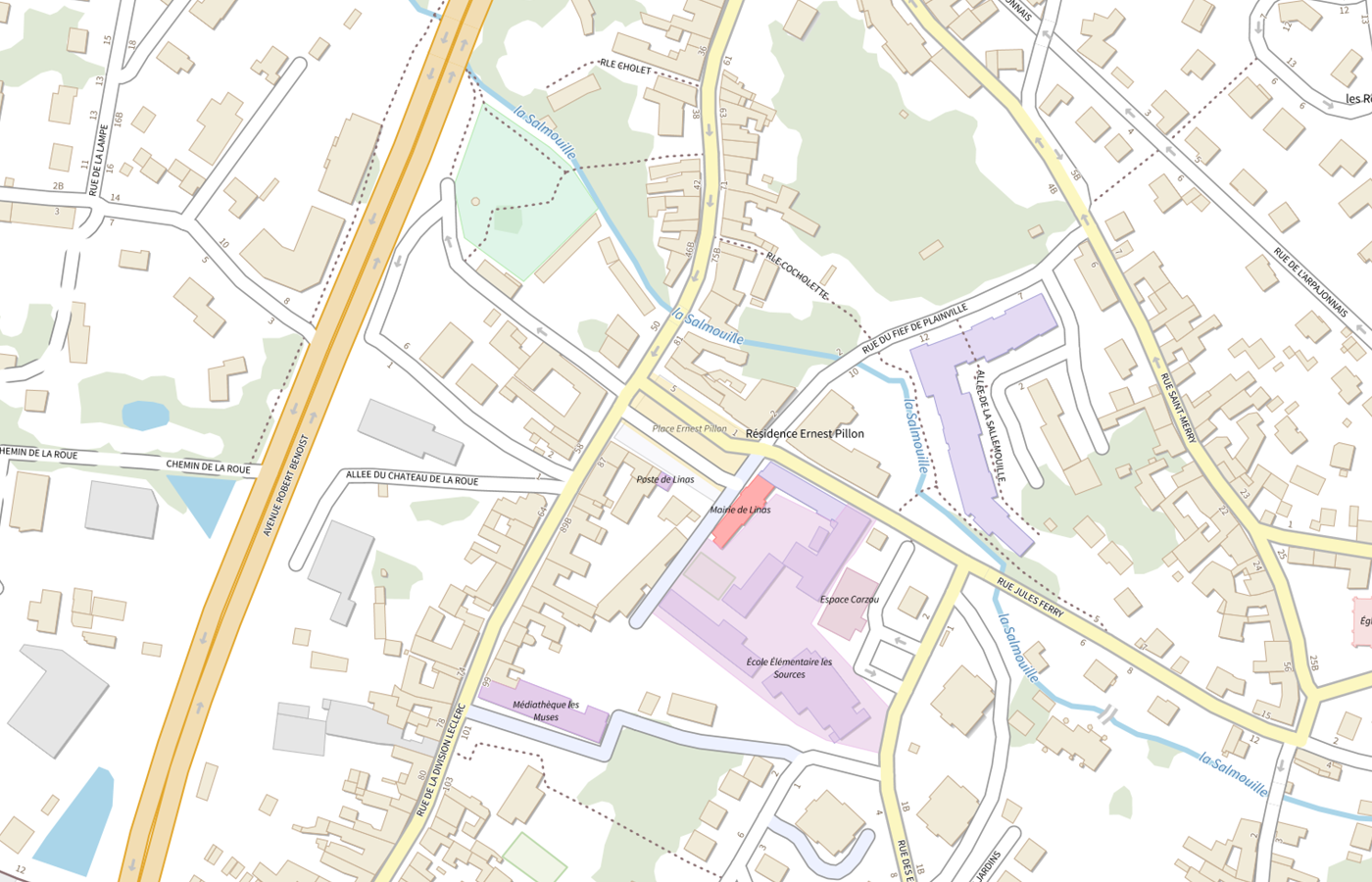 Plan IGN de situation de Police municipale - Linas