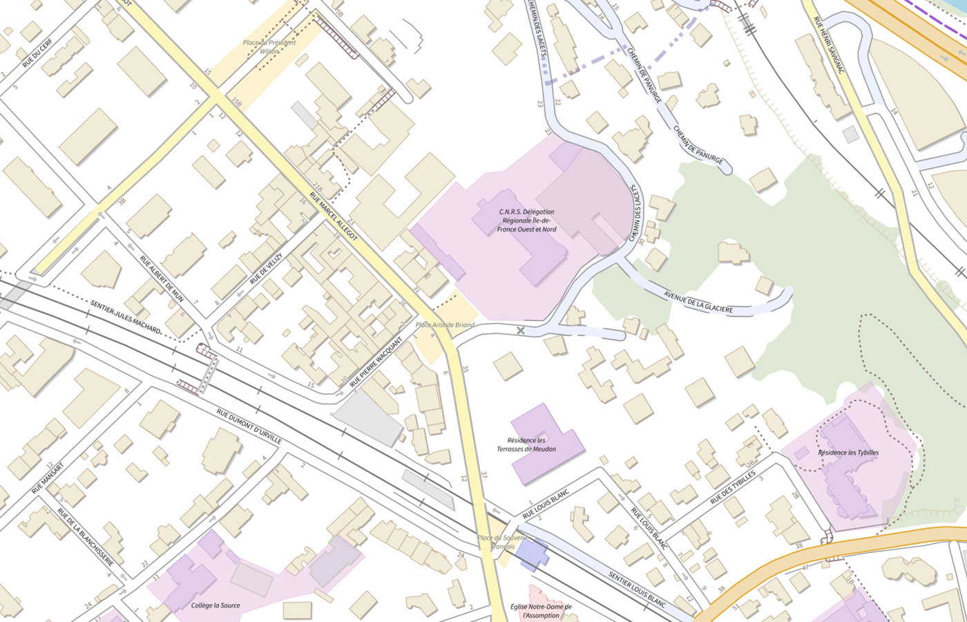 Plan IGN de situation de Centre national de la recherche scientifique (CNRS) - Délégation Île-de-France Meudon
