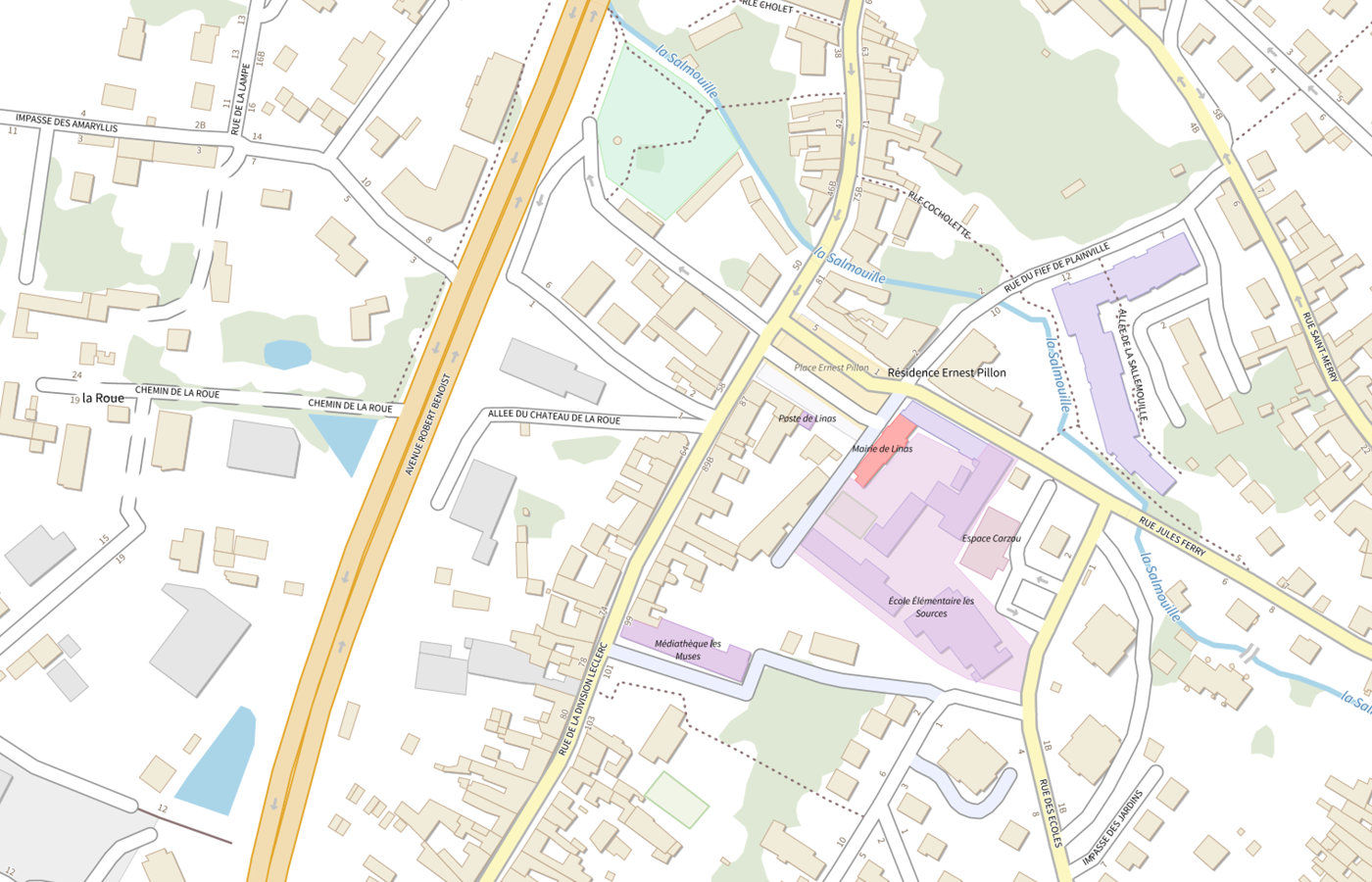 Plan IGN de situation de Pharmacie Centrale de Linas