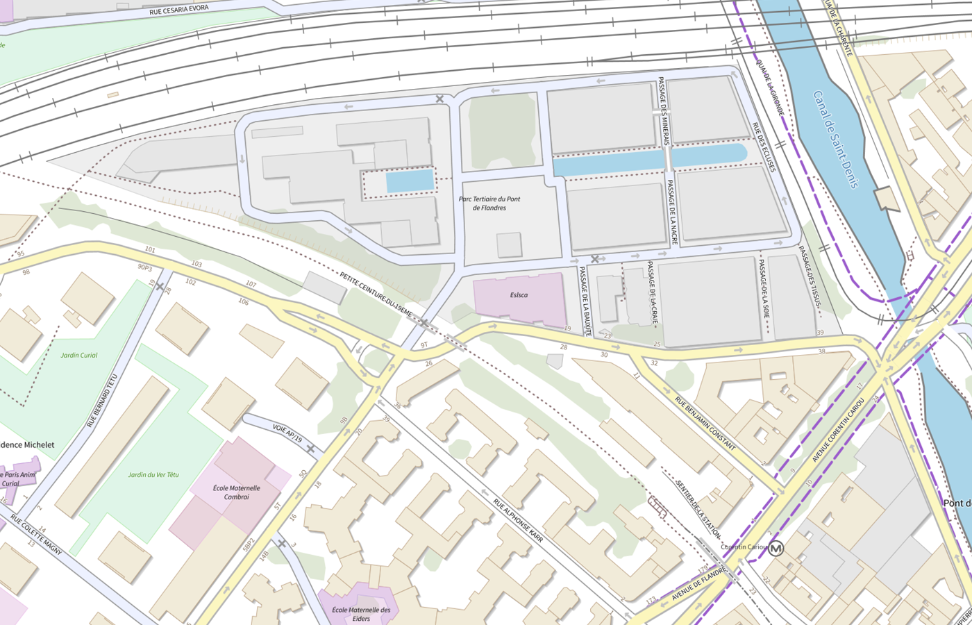 Plan IGN de situation de Urssaf Île-de-France - site de Paris-Nord