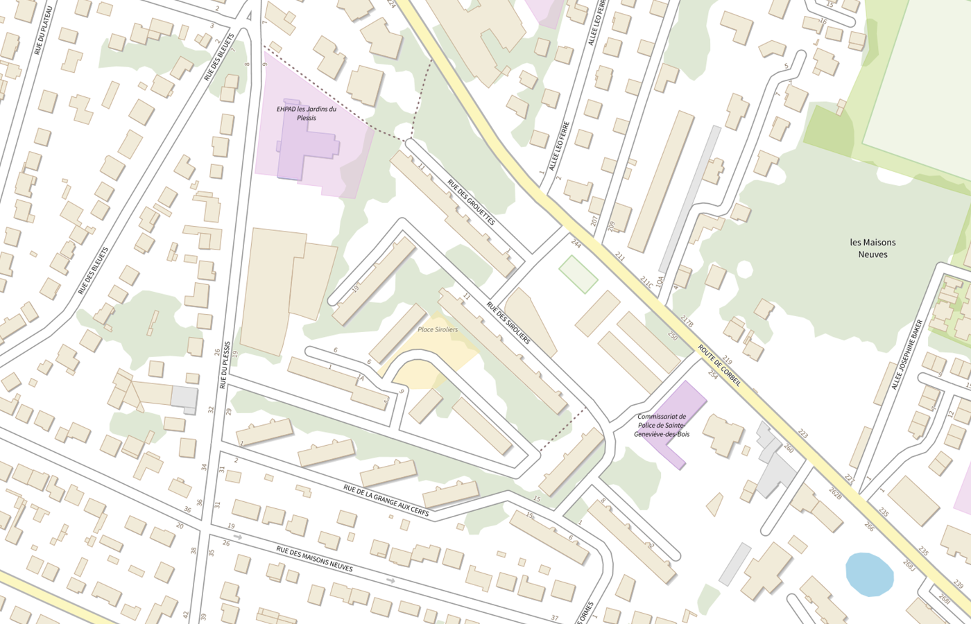 Plan IGN de situation de SSIAD Ste Genevieve des Bois