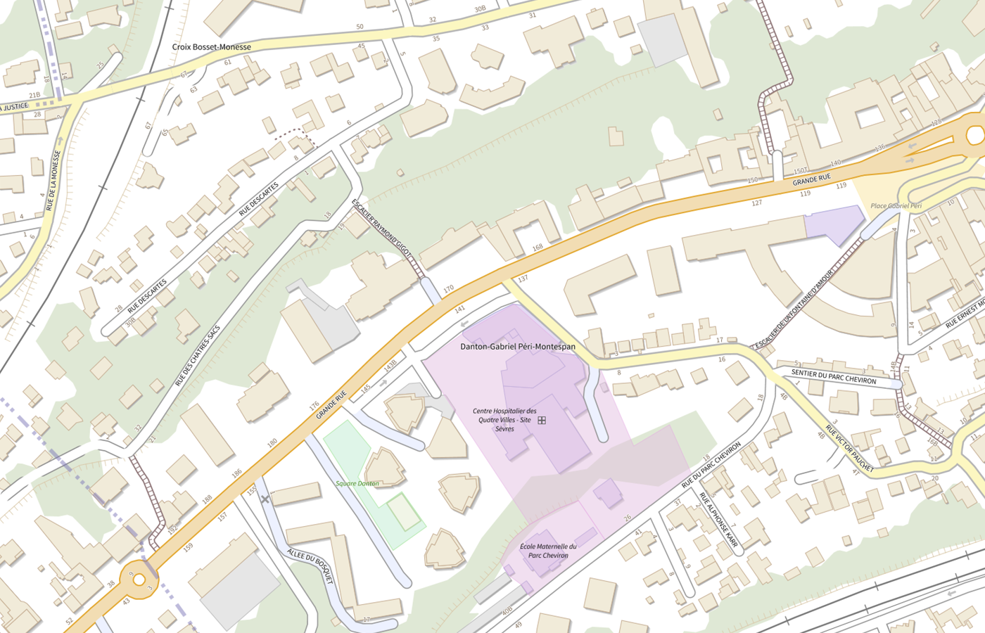 Plan IGN de situation de CMP Adultes de Sevres