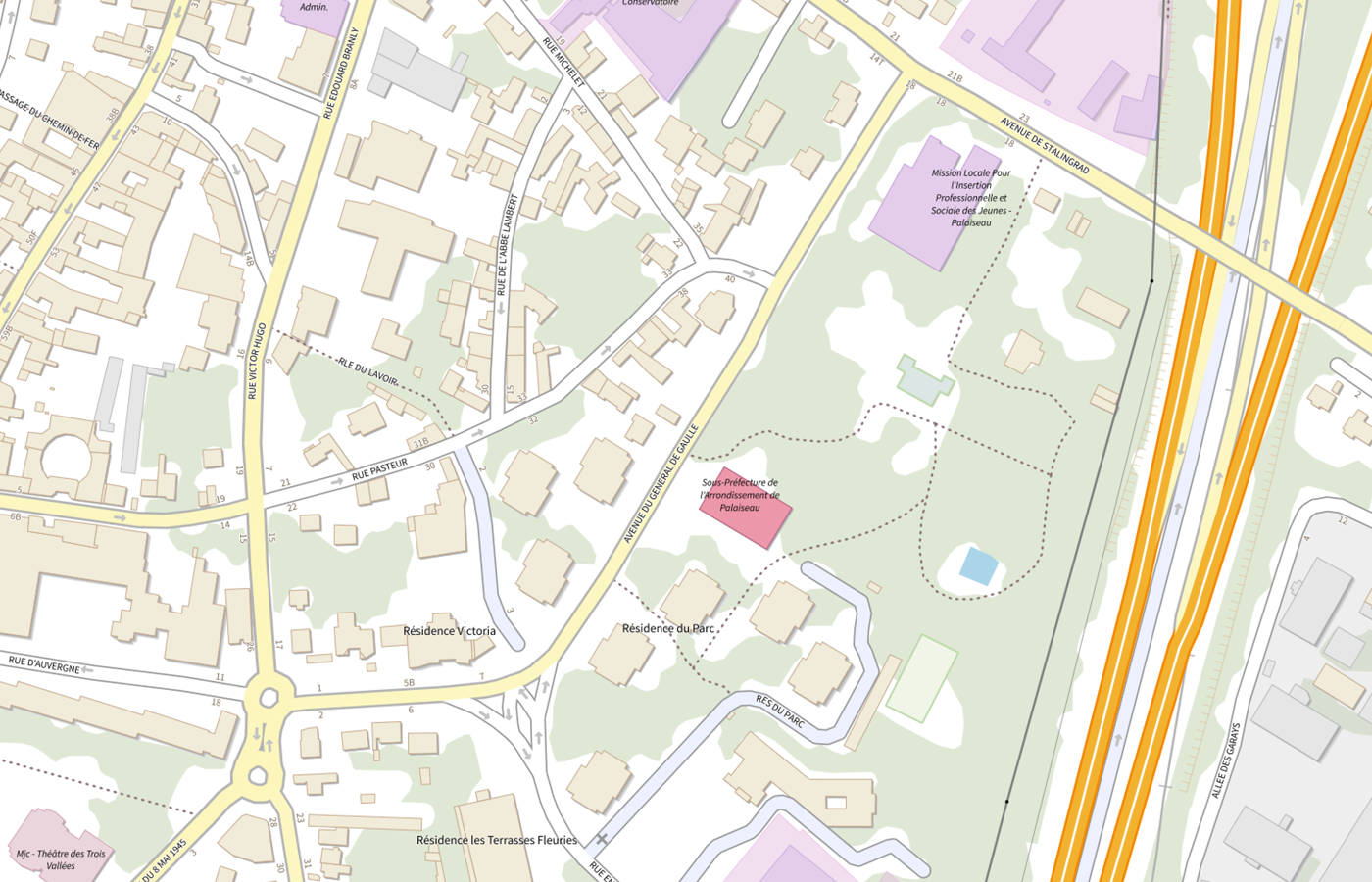 Plan IGN de situation de Sous-préfecture - Palaiseau