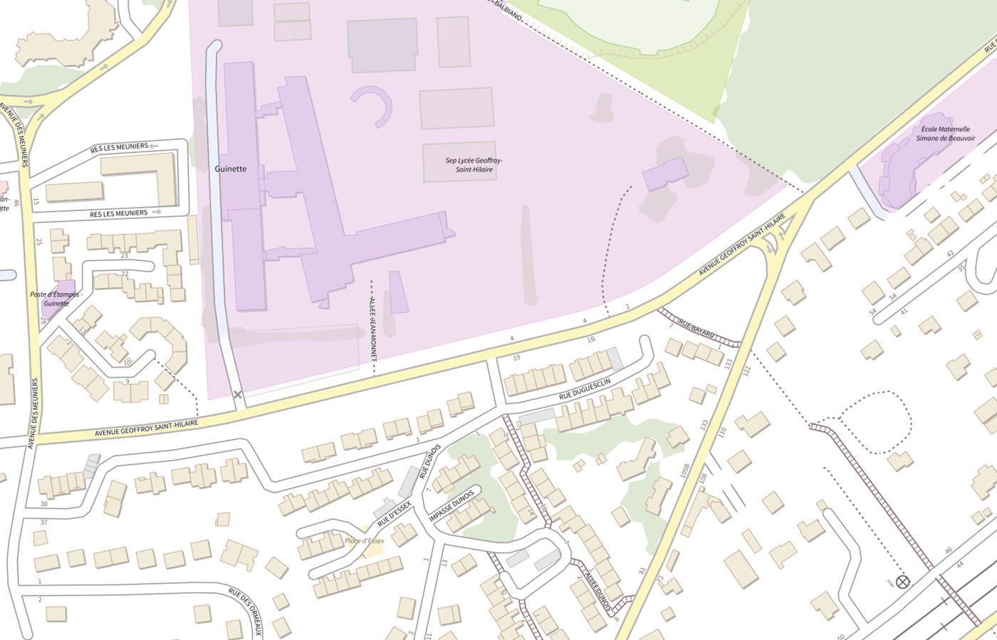 Plan IGN de situation de Section d'enseignement professionnel du lycée polyvalent Geoffroy Saint Hilaire