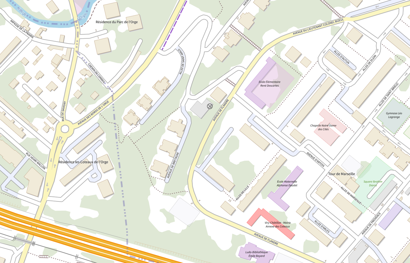Plan IGN de situation de Circonscription d'inspection du 1er degré de Viry Chatillon