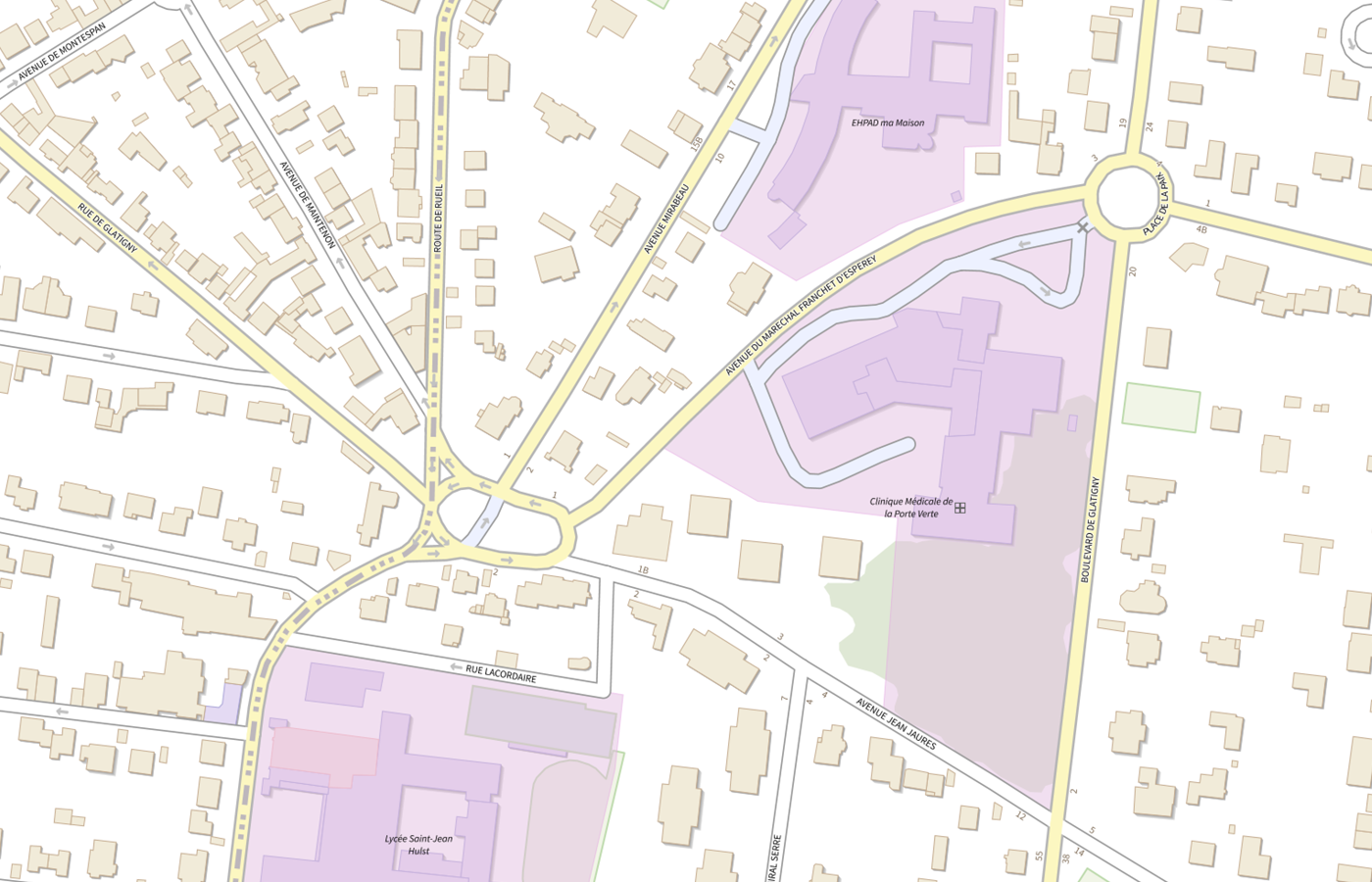 Plan IGN de situation de Hopital la Porte Verte