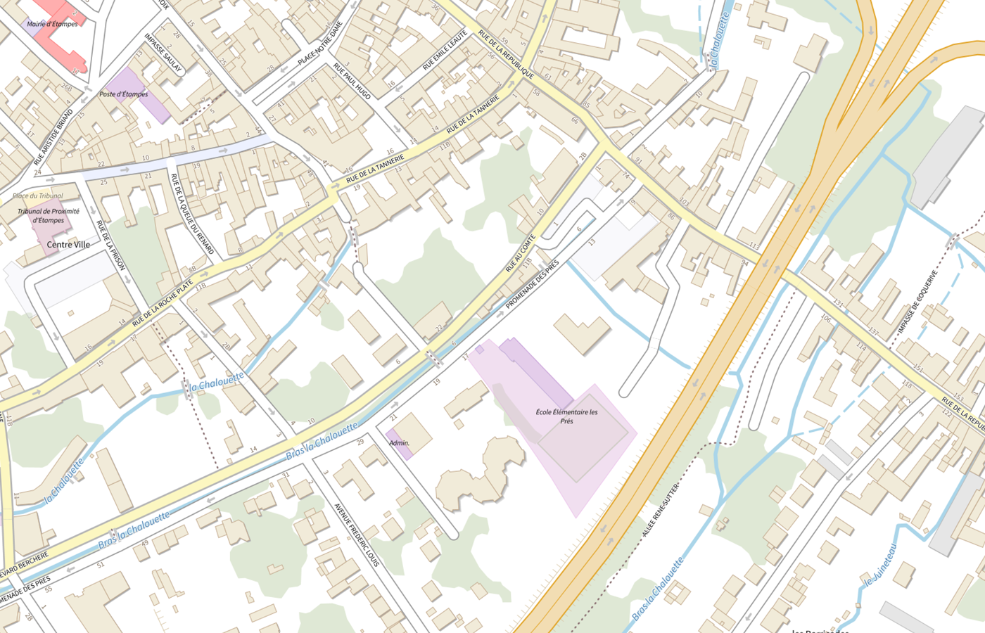 Plan IGN de situation de Centre d'information et d'orientation (CIO) - Étampes